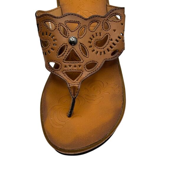 Clarks Cork Wedge Sandals Boho Laser-Cut Thong Sandals 8.5 Resort Festival - Picture 7 of 12